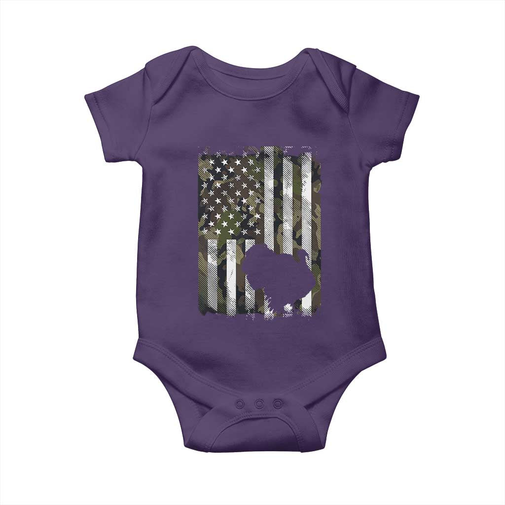 Turkey Hunting Camo US American Flag Thanksgiving Baby Onesie TS11 Purple Print Your Wear