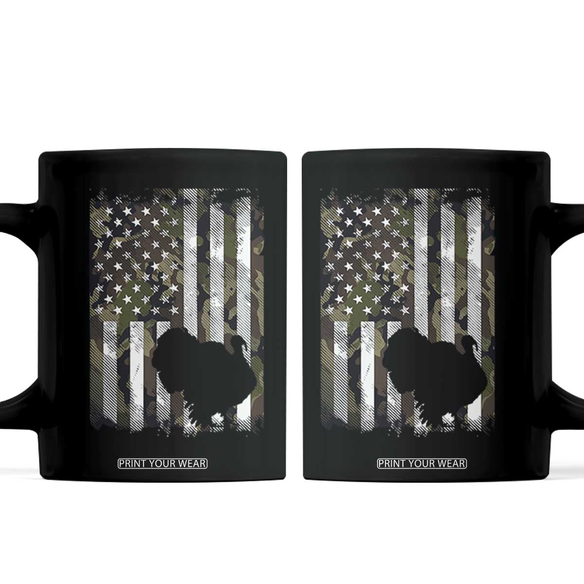 Turkey Hunting Camo US American Flag Thanksgiving Coffee Mug TS11 Black Print Your Wear