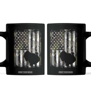 Turkey Hunting Camo US American Flag Thanksgiving Coffee Mug TS11 Black Print Your Wear