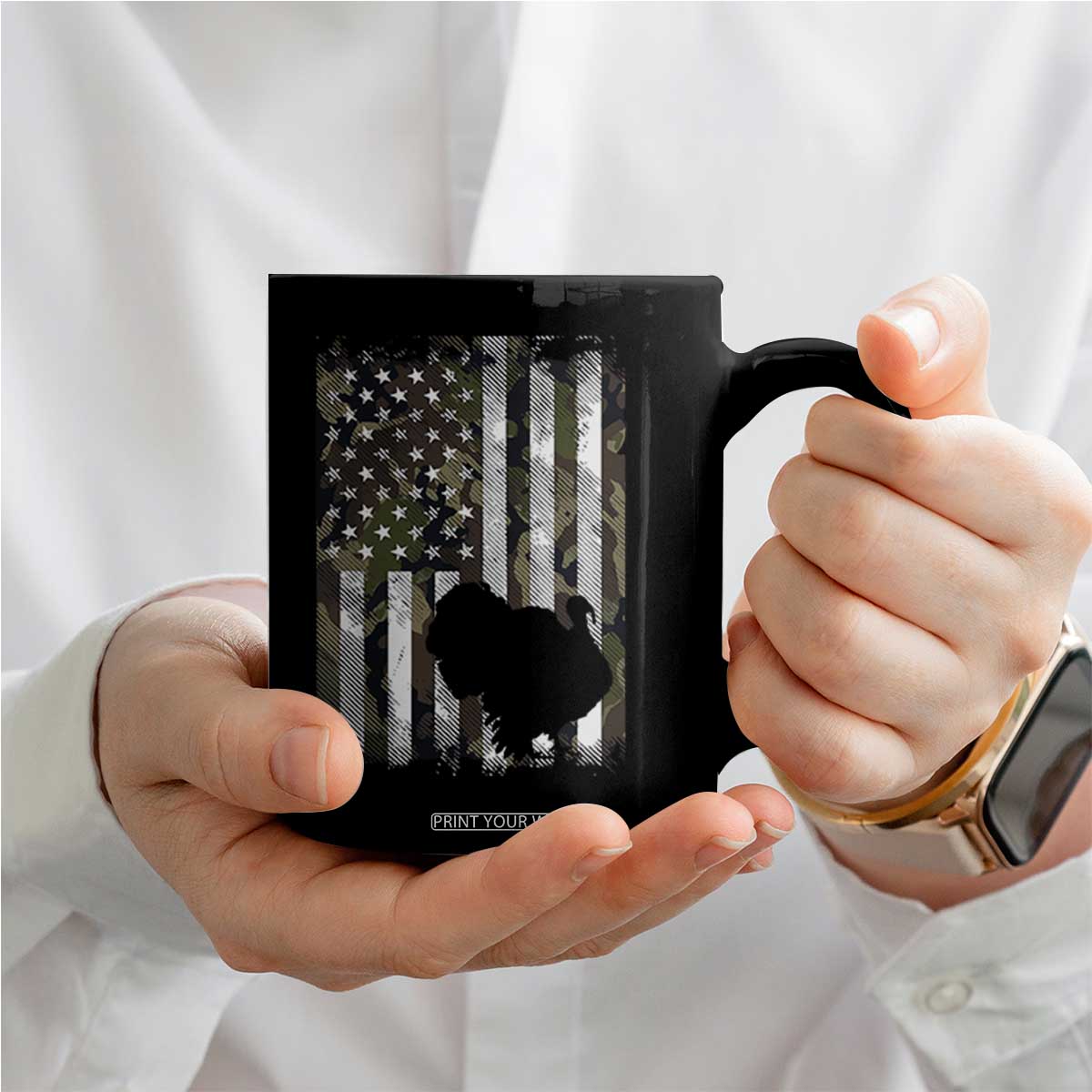 Turkey Hunting Camo US American Flag Thanksgiving Coffee Mug TS11 Print Your Wear