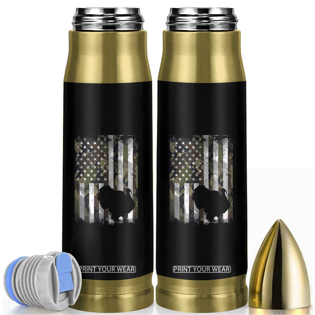 Turkey Hunting Camo US American Flag Thanksgiving Bullet Tumbler TS11 Black Print Your Wear