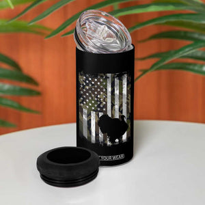 Turkey Hunting Camo US American Flag Thanksgiving 4 in 1 Can Cooler Tumbler TS11 Print Your Wear