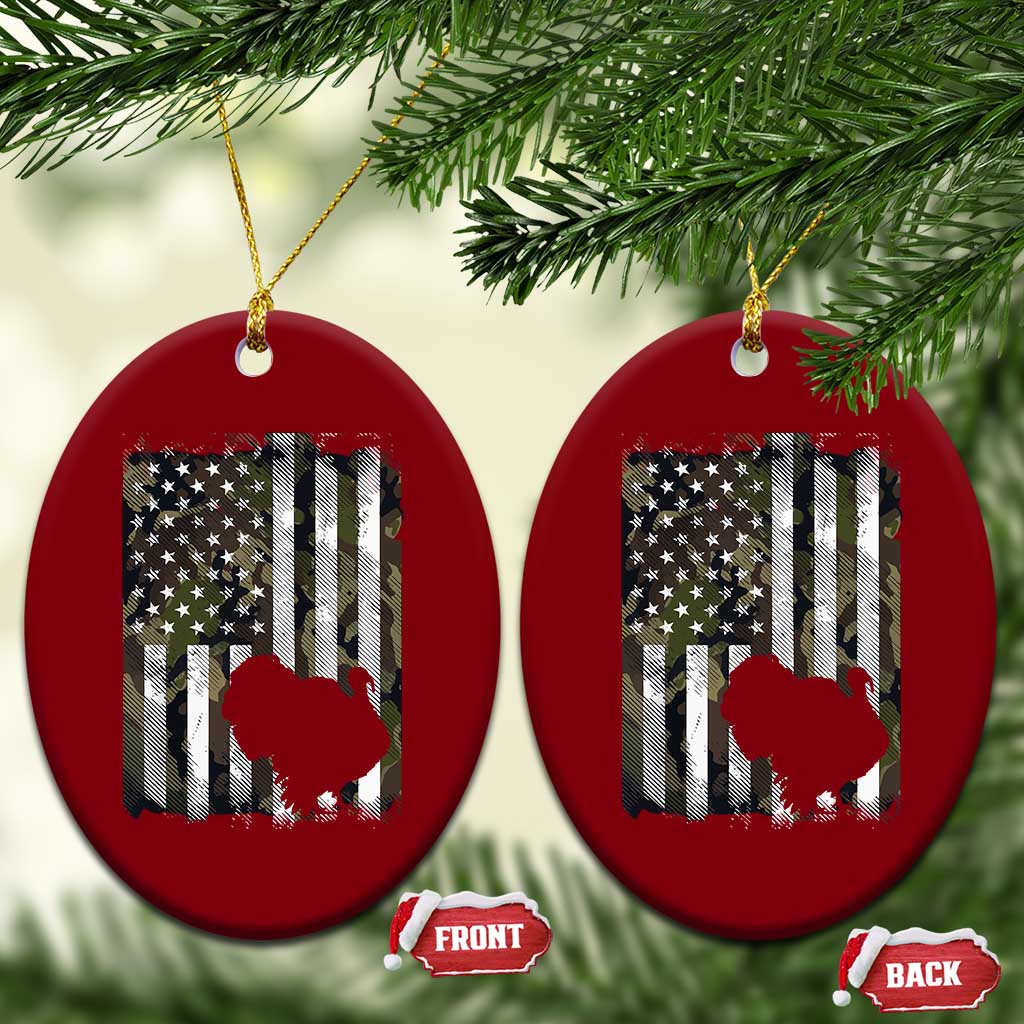 Turkey Hunting Camo US American Flag Thanksgiving Ceramic Ornament TS11 Print Your Wear