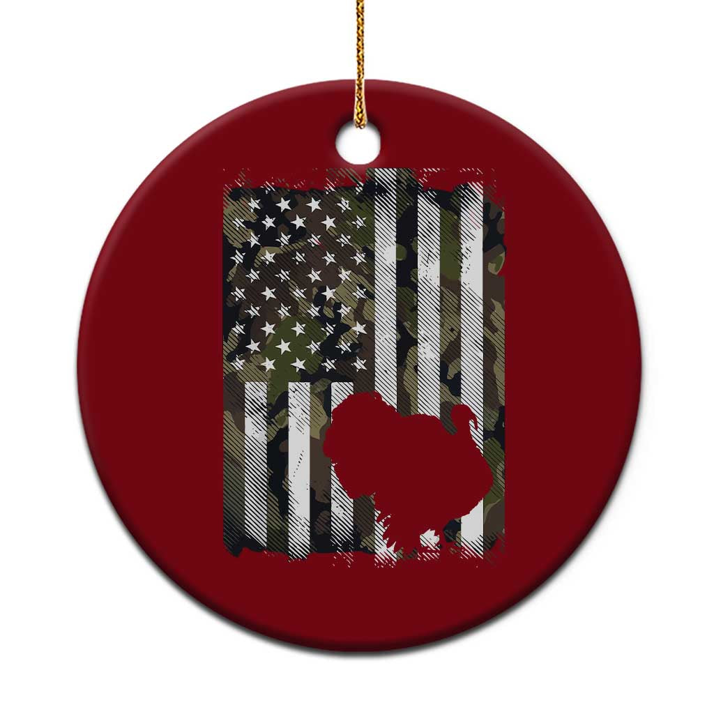Turkey Hunting Camo US American Flag Thanksgiving Ceramic Ornament TS11 1pc Red Print Your Wear