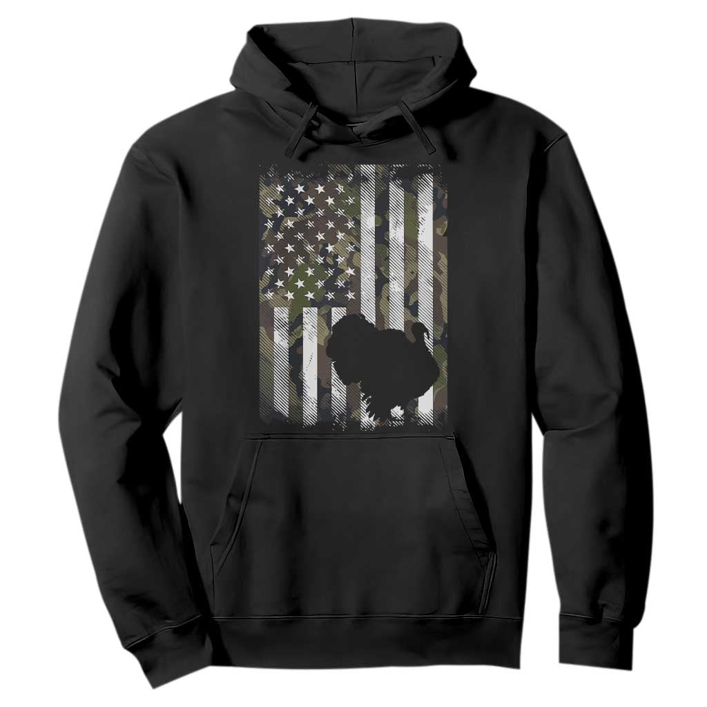 Turkey Hunting Camo US American Flag Thanksgiving Hoodie TS11 Black Print Your Wear