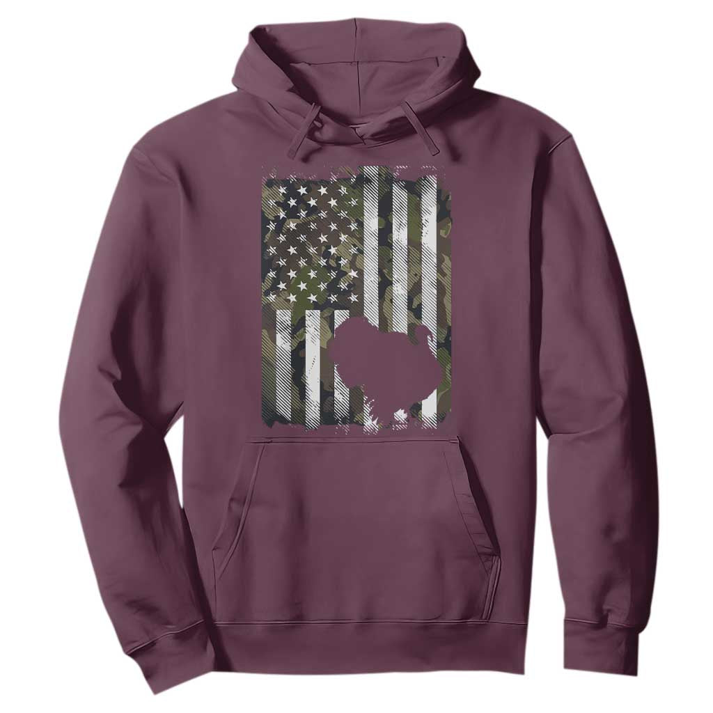Turkey Hunting Camo US American Flag Thanksgiving Hoodie TS11 Maroon Print Your Wear