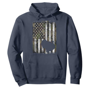Turkey Hunting Camo US American Flag Thanksgiving Hoodie TS11 Navy Print Your Wear