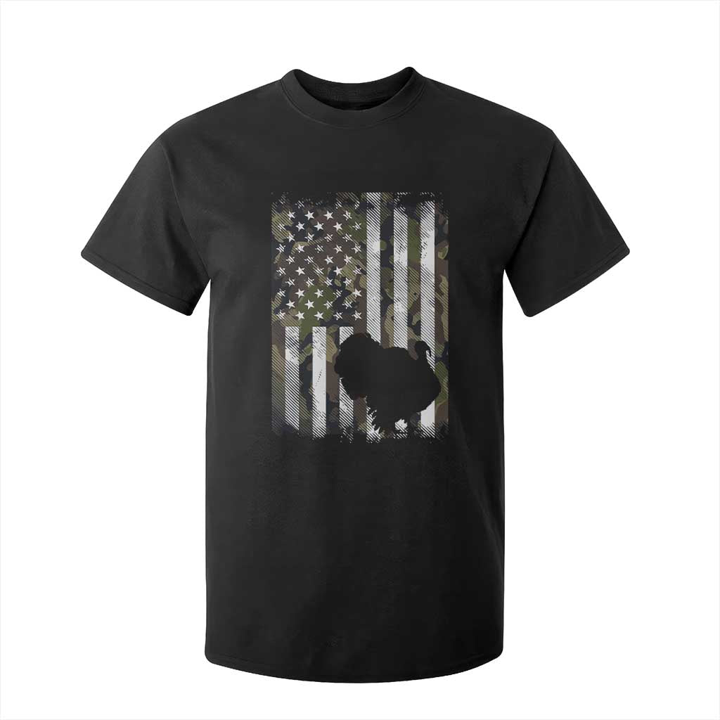 Turkey Hunting Camo US American Flag Thanksgiving T Shirt For Kid TS11 Black Print Your Wear