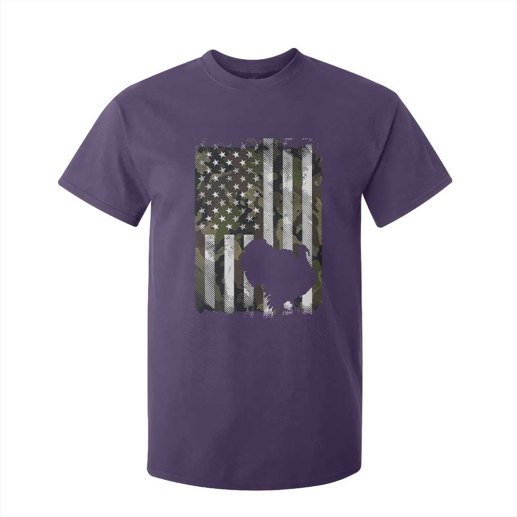Turkey Hunting Camo US American Flag Thanksgiving T Shirt For Kid TS11 Purple Print Your Wear