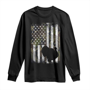 Turkey Hunting Camo US American Flag Thanksgiving Long Sleeve Shirt TS11 Black Print Your Wear