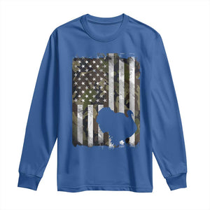 Turkey Hunting Camo US American Flag Thanksgiving Long Sleeve Shirt TS11 Royal Blue Print Your Wear