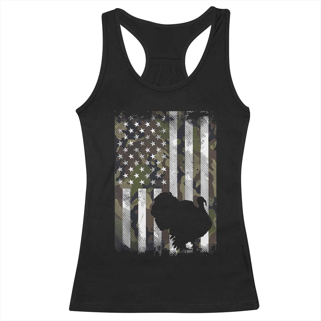 Turkey Hunting Camo US American Flag Thanksgiving Racerback Tank Top TS11 Black Print Your Wear