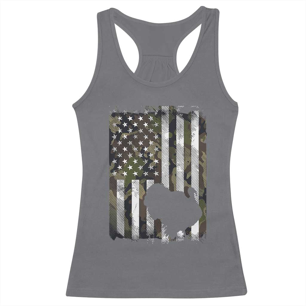 Turkey Hunting Camo US American Flag Thanksgiving Racerback Tank Top TS11 Charcoal Print Your Wear