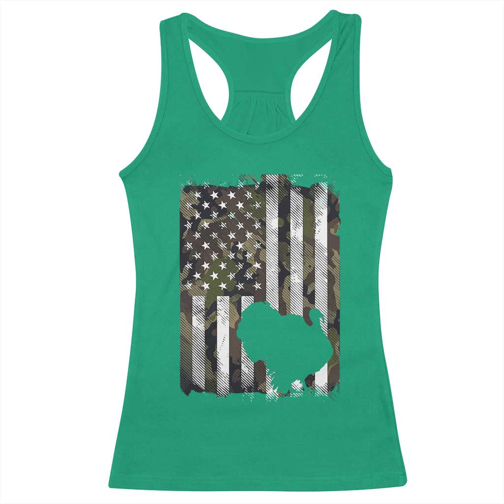 Turkey Hunting Camo US American Flag Thanksgiving Racerback Tank Top TS11 Irish Green Print Your Wear