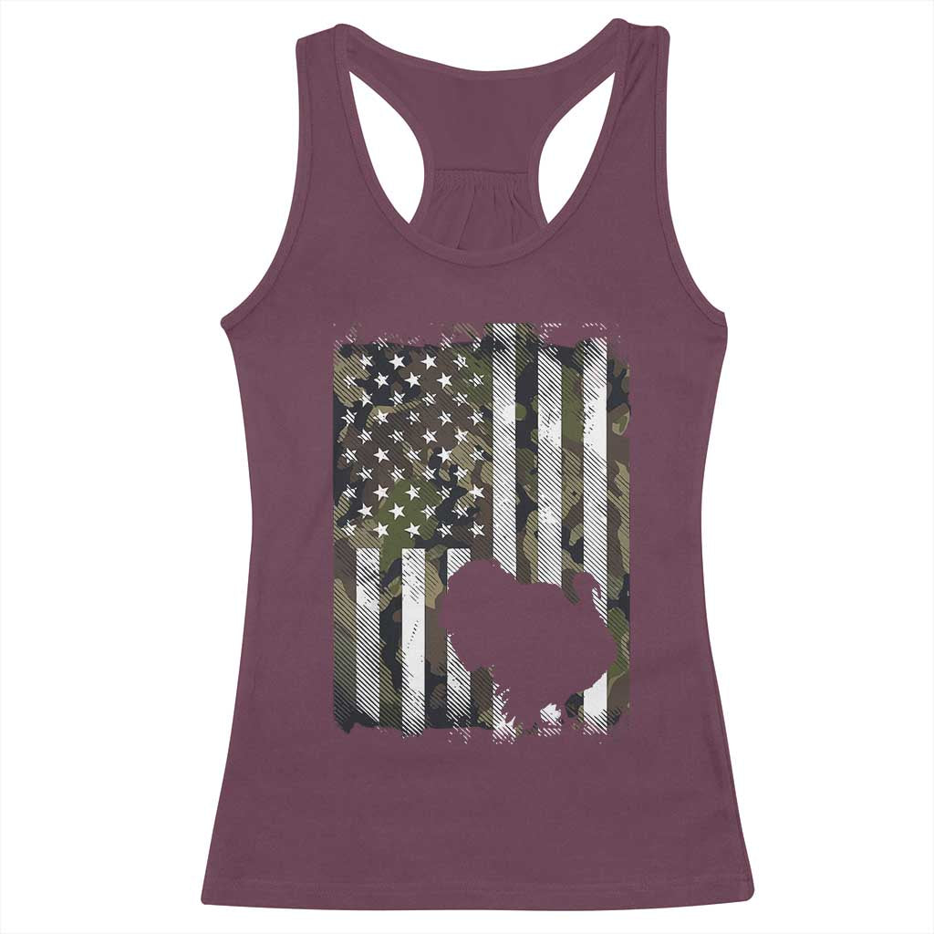 Turkey Hunting Camo US American Flag Thanksgiving Racerback Tank Top TS11 Maroon Print Your Wear