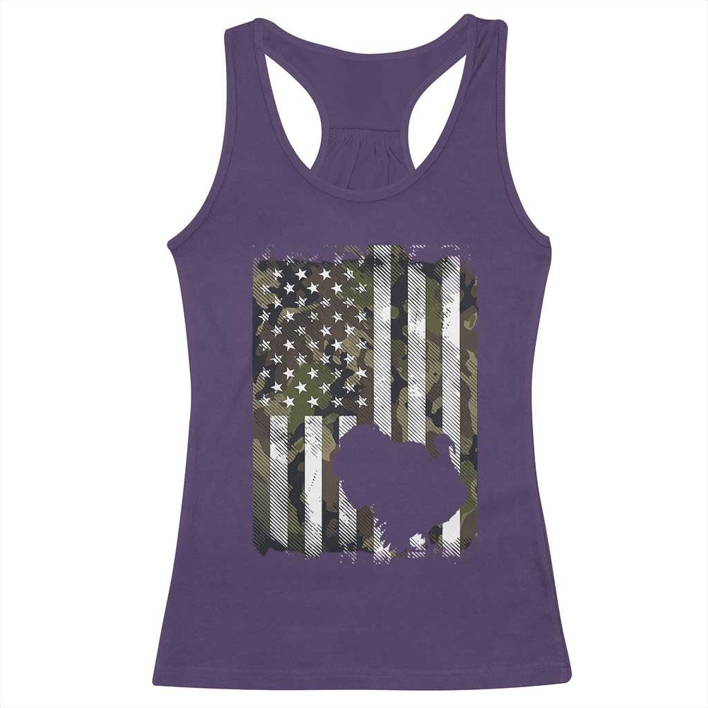 Turkey Hunting Camo US American Flag Thanksgiving Racerback Tank Top TS11 Purple Print Your Wear