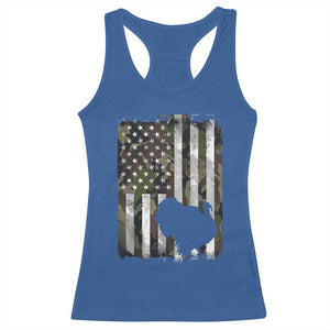 Turkey Hunting Camo US American Flag Thanksgiving Racerback Tank Top TS11 Royal Blue Print Your Wear