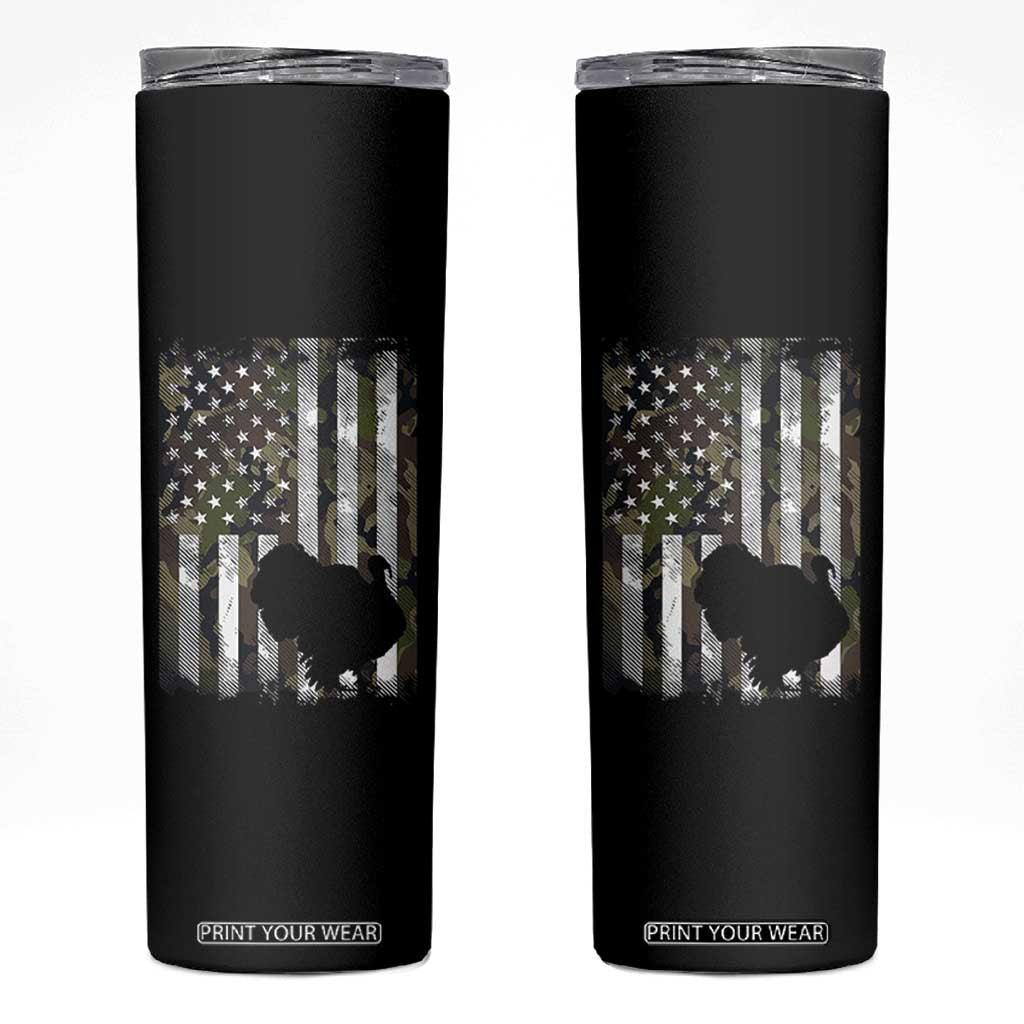 Turkey Hunting Camo US American Flag Thanksgiving Skinny Tumbler TS11 Black Print Your Wear