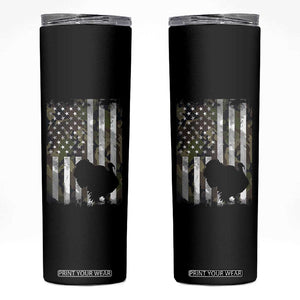 Turkey Hunting Camo US American Flag Thanksgiving Skinny Tumbler TS11 Black Print Your Wear