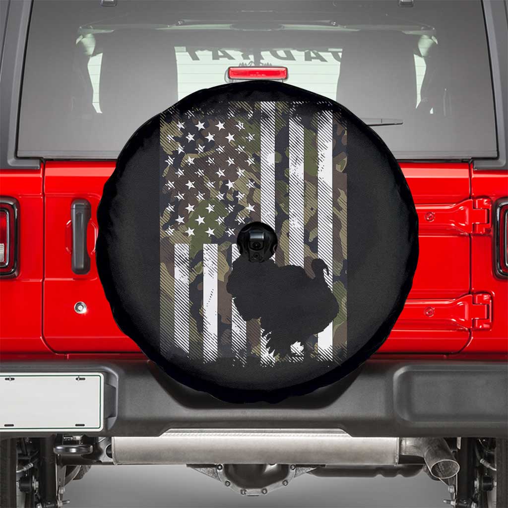 Turkey Hunting Camo US American Flag Thanksgiving Spare Tire Cover TS11 Black Print Your Wear