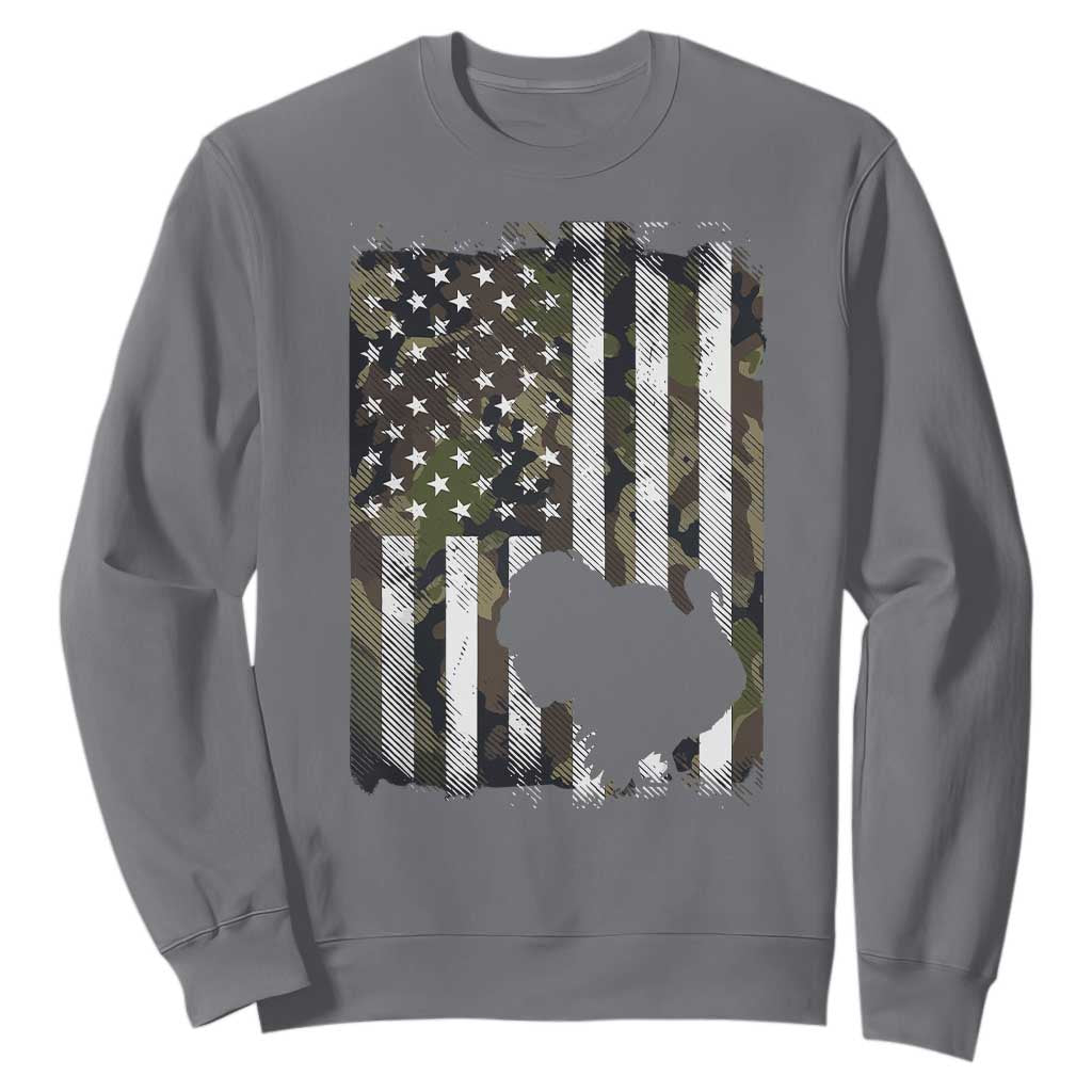 Turkey Hunting Camo US American Flag Thanksgiving Sweatshirt TS11 Charcoal Print Your Wear