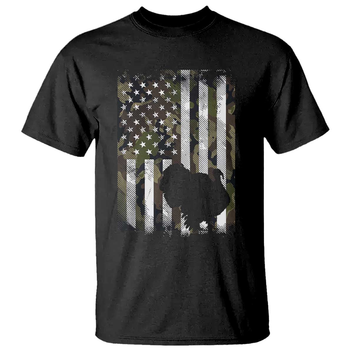 Turkey Hunting Camo US American Flag Thanksgiving T Shirt TS11 Black Print Your Wear