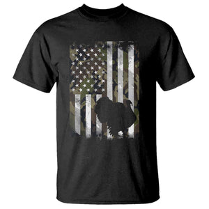 Turkey Hunting Camo US American Flag Thanksgiving T Shirt TS11 Black Print Your Wear