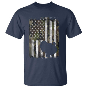Turkey Hunting Camo US American Flag Thanksgiving T Shirt TS11 Navy Print Your Wear