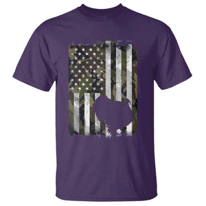 Turkey Hunting Camo US American Flag Thanksgiving T Shirt TS11 Purple Print Your Wear