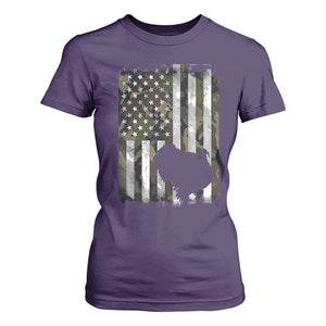 Turkey Hunting Camo US American Flag Thanksgiving T Shirt For Women TS11 Purple Print Your Wear