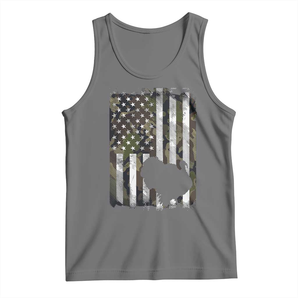 Turkey Hunting Camo US American Flag Thanksgiving Tank Top TS11 Black Heather Print Your Wear