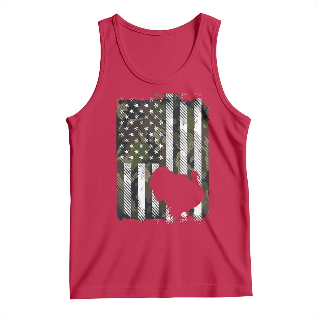 Turkey Hunting Camo US American Flag Thanksgiving Tank Top TS11 Red Print Your Wear