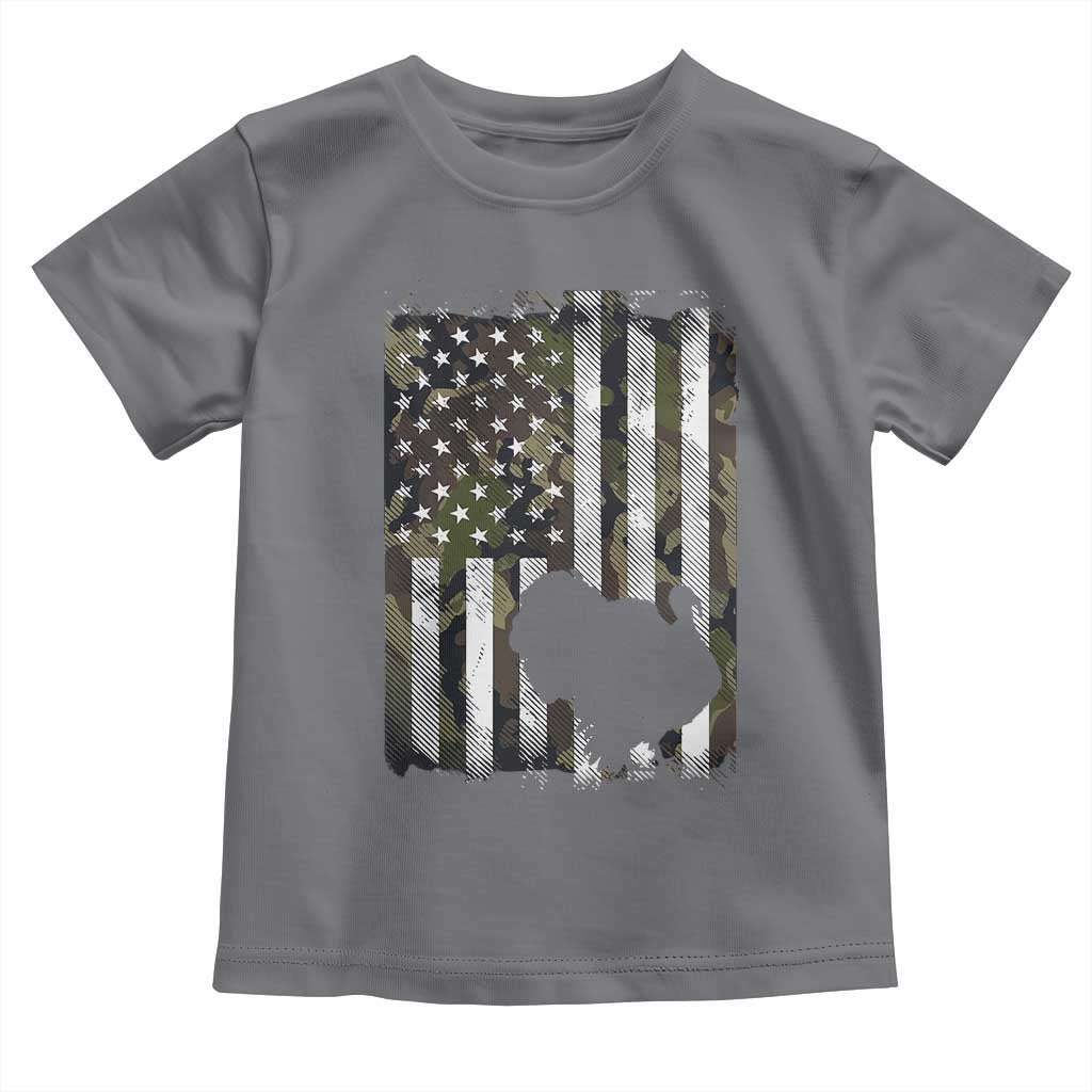 Turkey Hunting Camo US American Flag Thanksgiving Toddler T Shirt TS11 Charcoal Print Your Wear