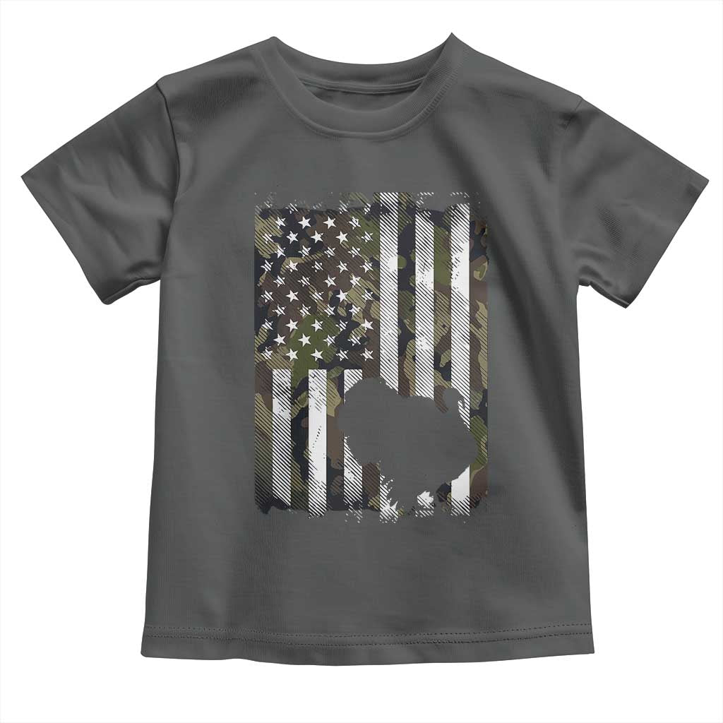 Turkey Hunting Camo US American Flag Thanksgiving Toddler T Shirt TS11 Dark Heather Print Your Wear