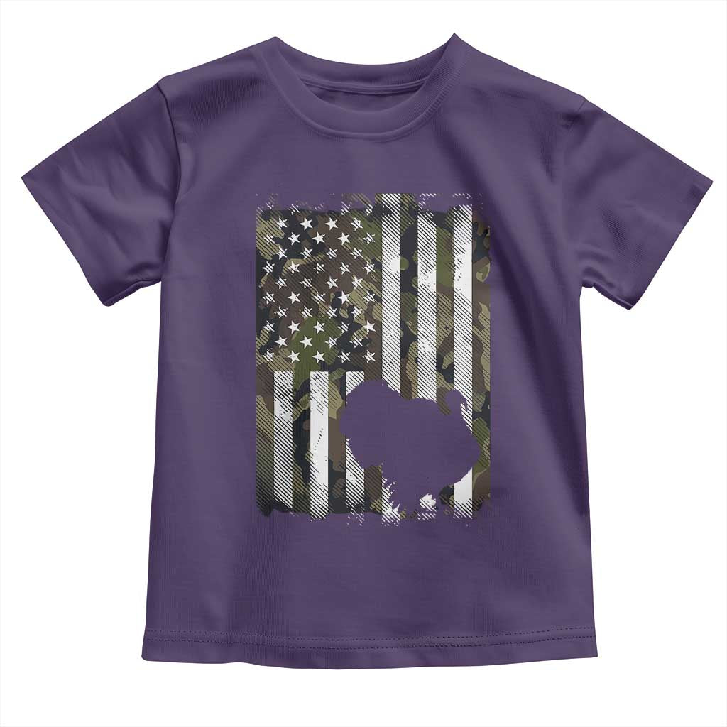 Turkey Hunting Camo US American Flag Thanksgiving Toddler T Shirt TS11 Purple Print Your Wear