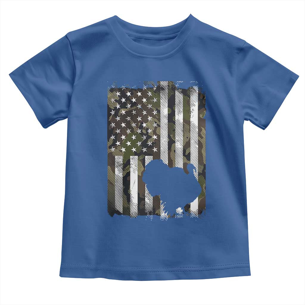 Turkey Hunting Camo US American Flag Thanksgiving Toddler T Shirt TS11 Royal Blue Print Your Wear