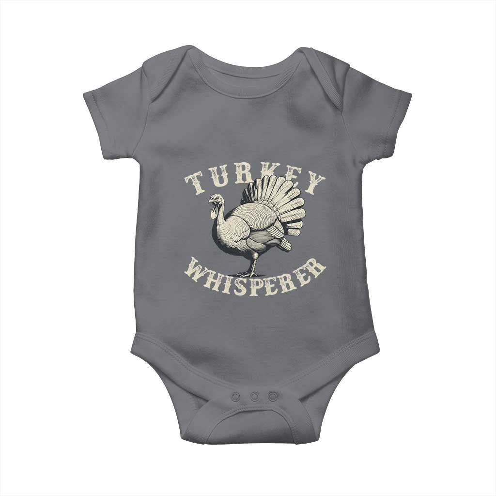 Funny Turkey Whisperer Baby Onesie Thanksgiving Turkey Hunting Season TS11 Charcoal Print Your Wear