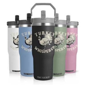 Funny Turkey Whisperer Flip Straw Tumbler Thanksgiving Turkey Hunting Season TS11 Print Your Wear