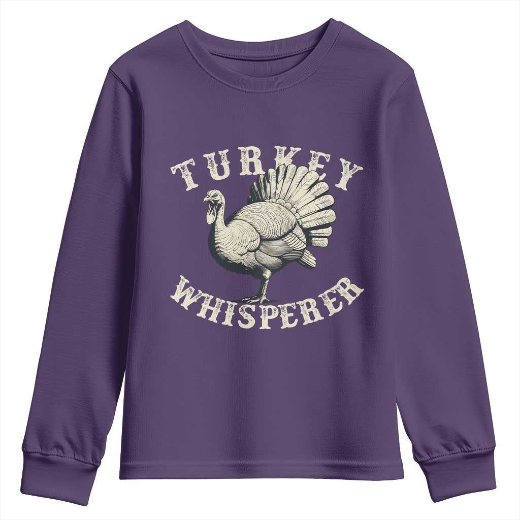 Funny Turkey Whisperer Youth Sweatshirt Thanksgiving Turkey Hunting Season TS11 Purple Print Your Wear