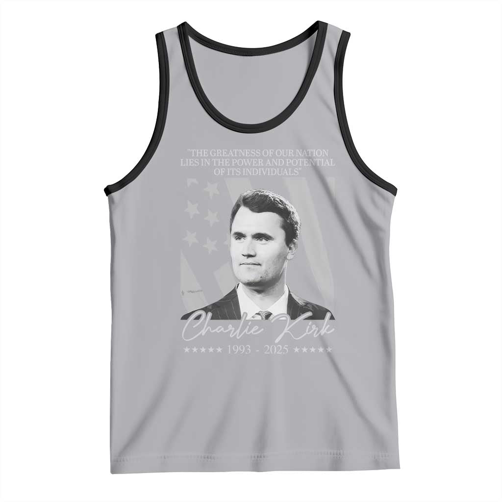Charlie Kirk Tank Top The Greatness Of Our Nation Lies In The Power And Potential Of Its Individuals TS11 Athletic Heather Black Print Your Wear