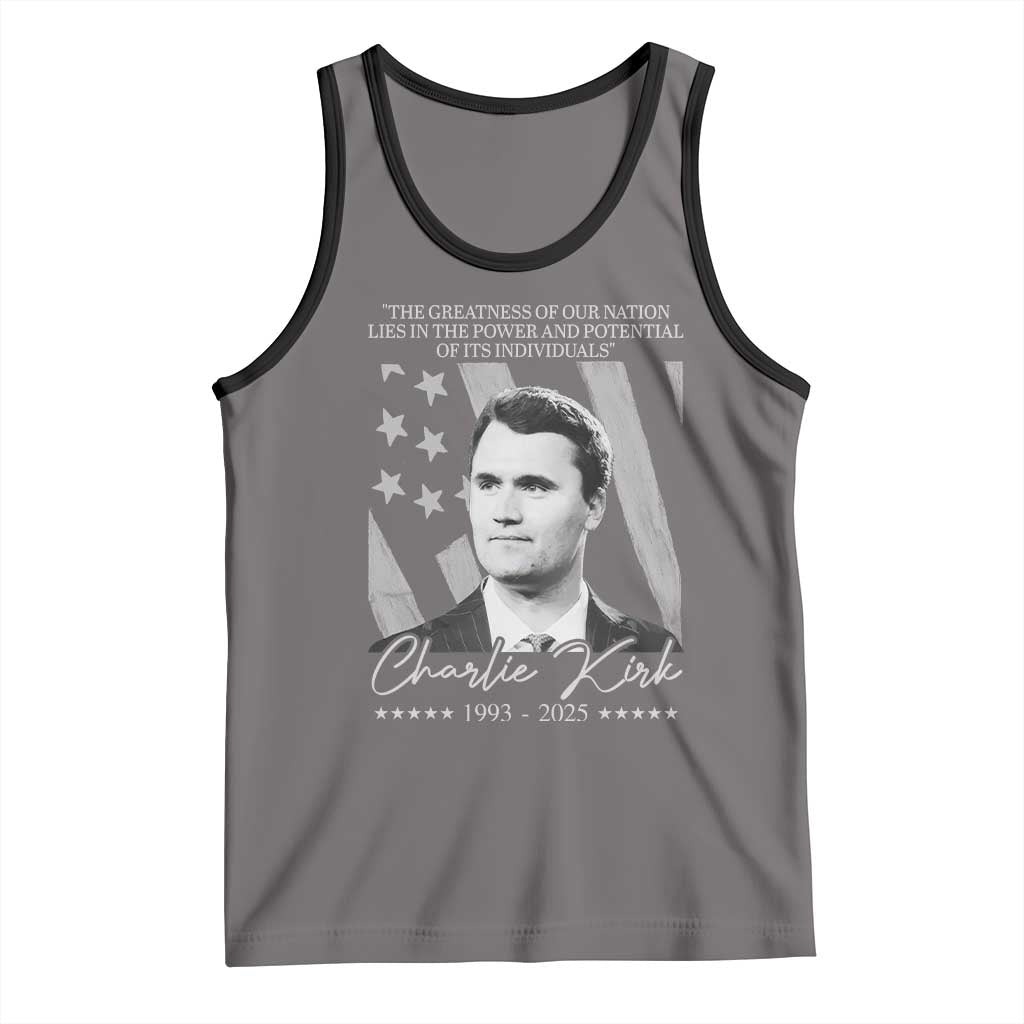 Charlie Kirk Tank Top The Greatness Of Our Nation Lies In The Power And Potential Of Its Individuals TS11 Deep Heather Black Print Your Wear