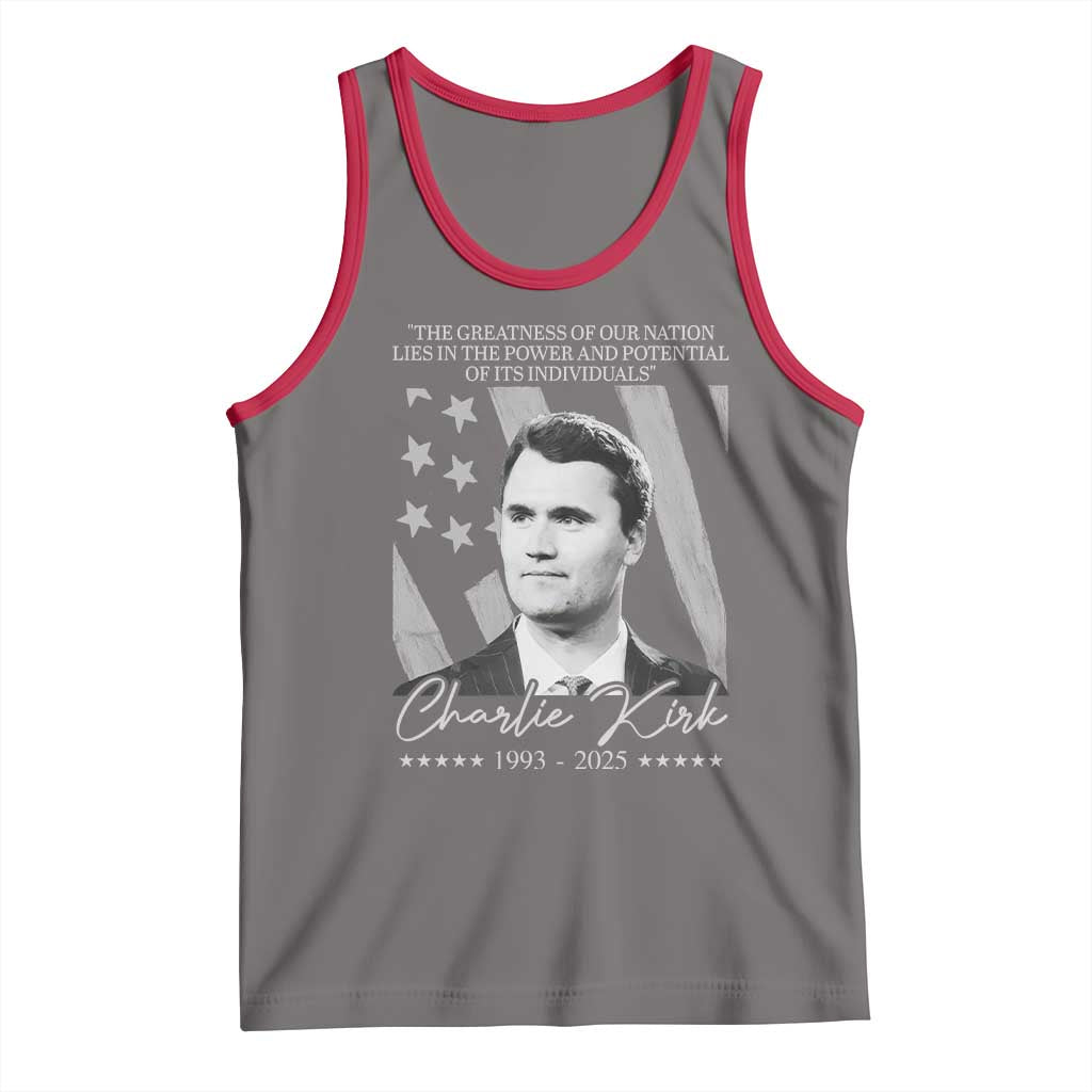 Charlie Kirk Tank Top The Greatness Of Our Nation Lies In The Power And Potential Of Its Individuals TS11 Deep Heather Red Print Your Wear