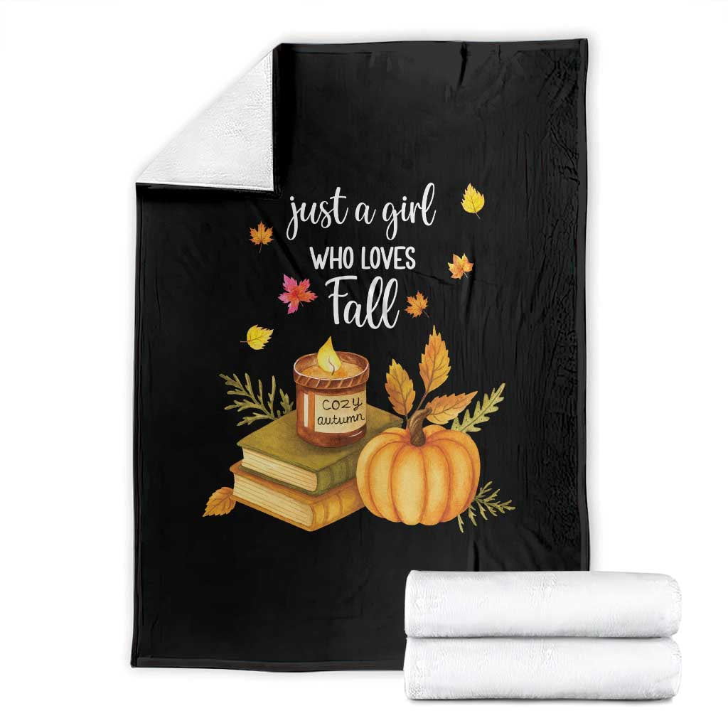 Just A Girl Who Loves Fall Throw Blanket Cozy Autumn Season TS11 Black Print Your Wear