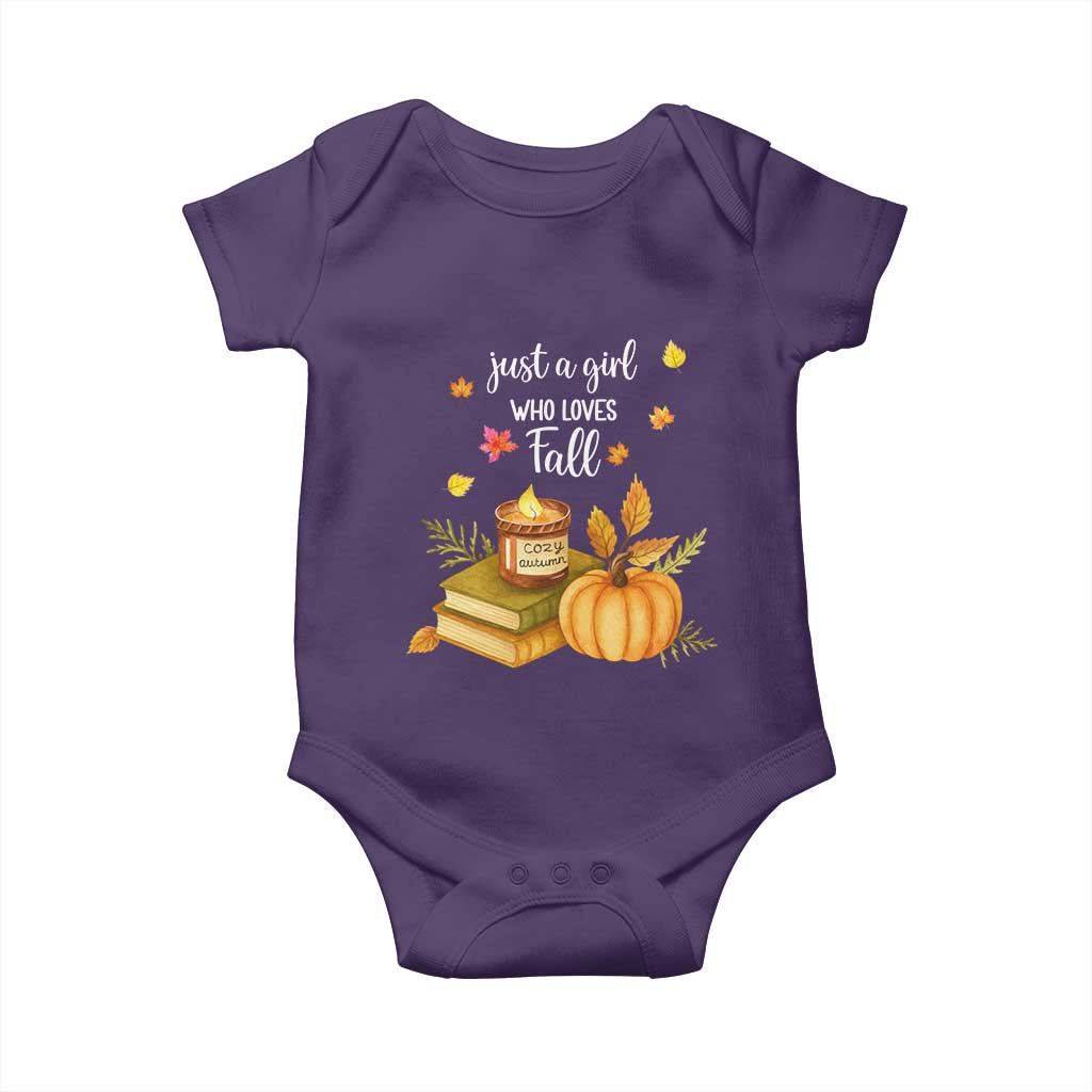 Just A Girl Who Loves Fall Baby Onesie Cozy Autumn Season TS11 Purple Print Your Wear