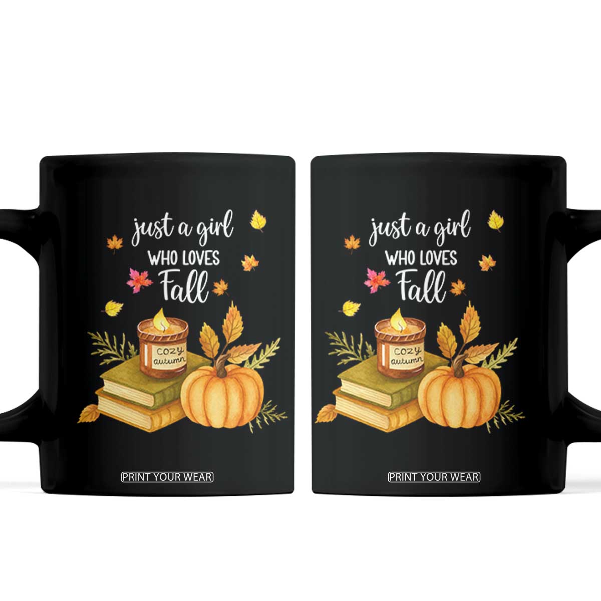 Just A Girl Who Loves Fall Coffee Mug Cozy Autumn Season TS11 Black Print Your Wear