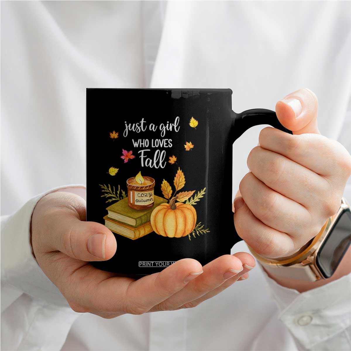 Just A Girl Who Loves Fall Coffee Mug Cozy Autumn Season TS11 Print Your Wear