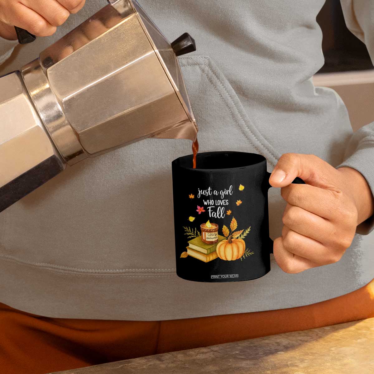 Just A Girl Who Loves Fall Coffee Mug Cozy Autumn Season TS11 Print Your Wear