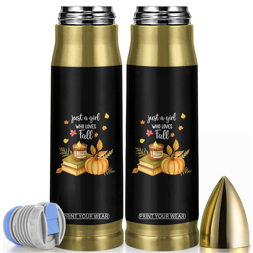 Just A Girl Who Loves Fall Bullet Tumbler Cozy Autumn Season TS11 Black Print Your Wear