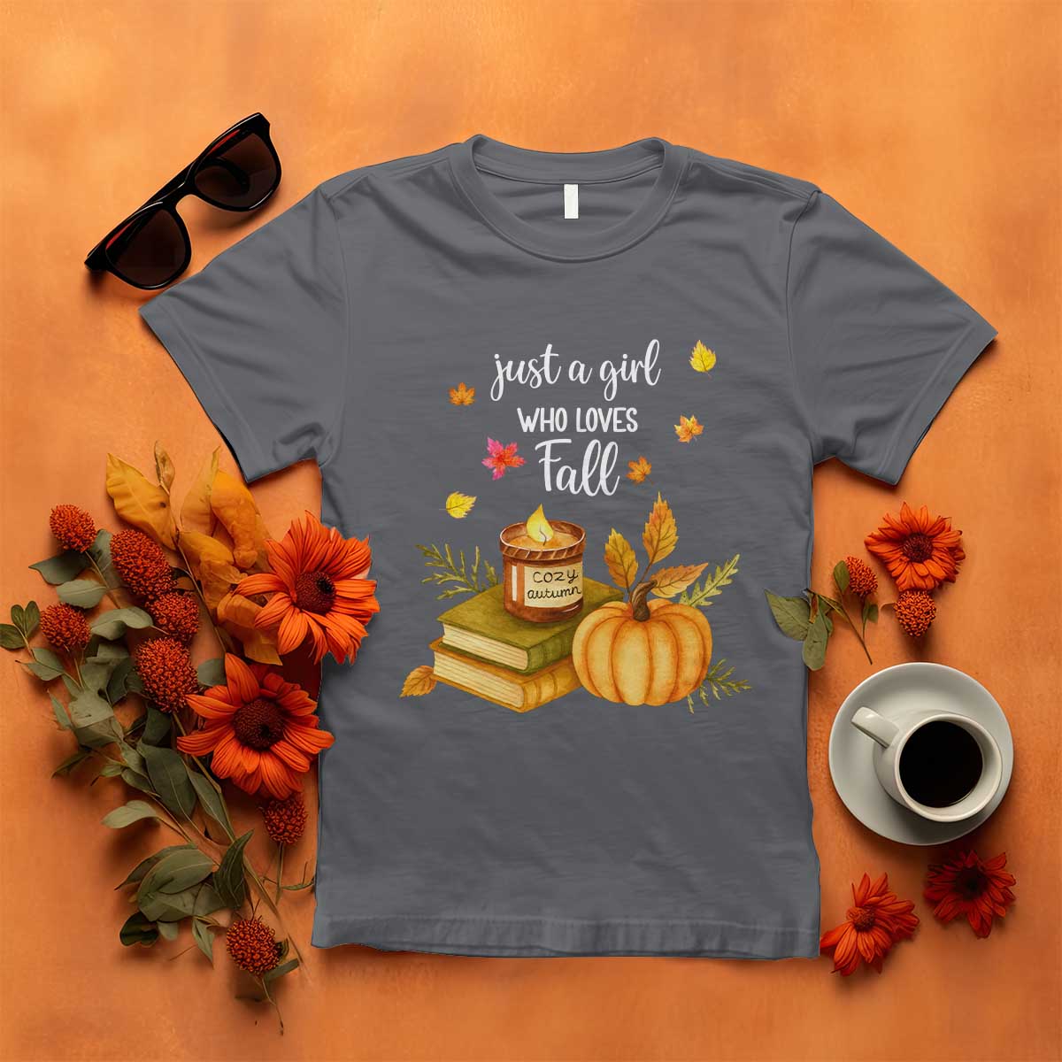 Just A Girl Who Loves Fall T Shirt Cozy Autumn Season TS11 Charcoal Print Your Wear