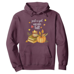 Just A Girl Who Loves Fall Hoodie Cozy Autumn Season TS11 Maroon Print Your Wear